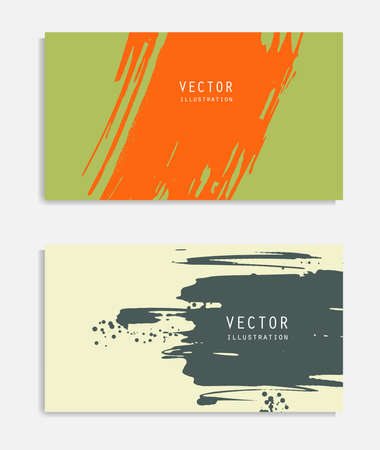 Abstract ink brush banners set with grunge effect. Japanese style. Vector illustrationのイラスト素材