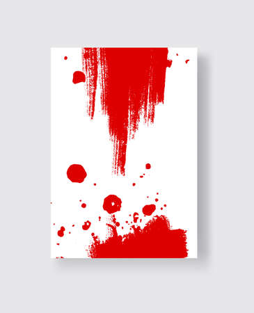 Red ink brush stroke on white background. Japanese style. Vector illustration of grunge stainsのイラスト素材