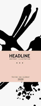 Black ink brush stroke on white background. Japanese style. Vector illustration of grunge stainsのイラスト素材