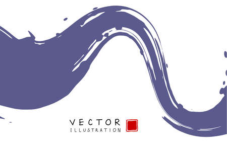Abstract ink background. Chinese japanese calligraphy art style, purple paint stroke texture on white paper. Design for poster, card, banner, book, cover, brochure and web design. Vector illustration.のイラスト素材