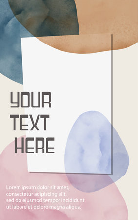 Abstract art background with watercolor stain elements. Vector minimalist illustration. Painting color brush texture decoration with art poster design.のイラスト素材