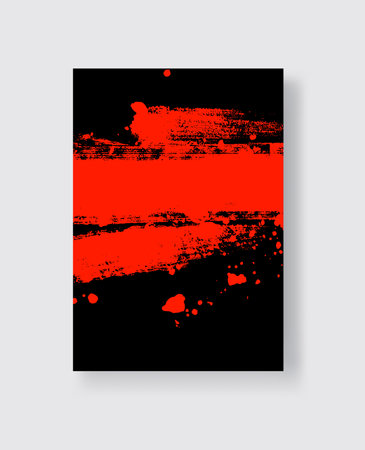 Black and Red ink brush stroke on white background. Japanese style. Vector illustration of grunge stainsのイラスト素材