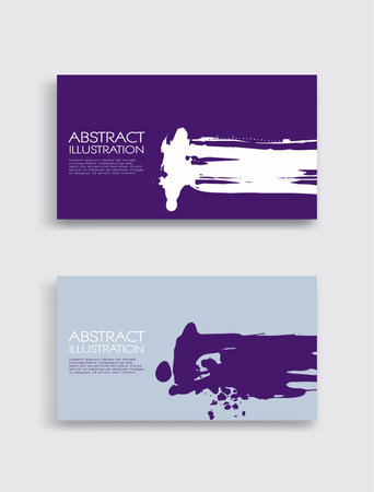 Purple white gray ink brush stroke card on white background. Japanese style. Vector illustration of grunge stainsのイラスト素材