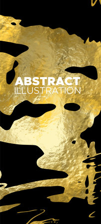 Vector Black and Gold Design Templates for Brochures, Flyers, Mobile Technologies, Applications, Online Services, Typographic Emblems, Logo, Banners and Infographic. Golden Abstract Background.のイラスト素材