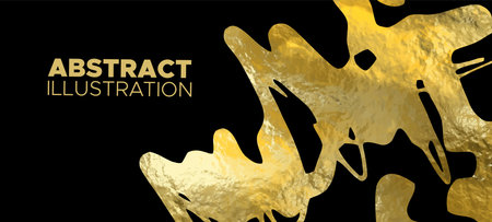 Vector Black and Gold Design Templates for Brochures, Flyers, Mobile Technologies, Applications, Online Services, Typographic Emblems, Banners and Infographic. Golden Abstract Background.のイラスト素材