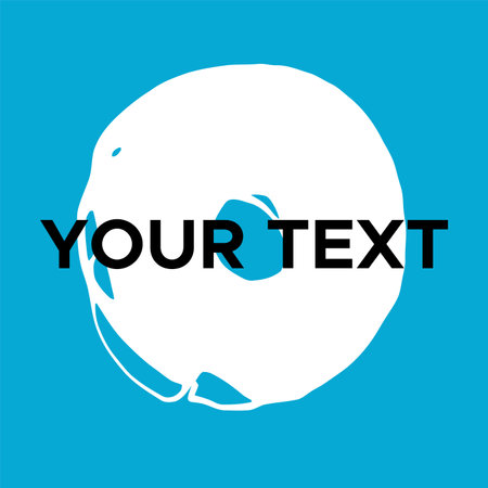 Vector Round Shape on Blue. White Circle Stamp.のイラスト素材