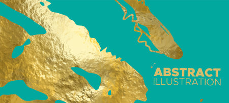 Vector Green and Gold Design Templates for Brochures, Flyers, Mobile Technologies, Applications, Online Services, Typographic Emblems,  Banners and Infographic. Golden Abstract Background.のイラスト素材