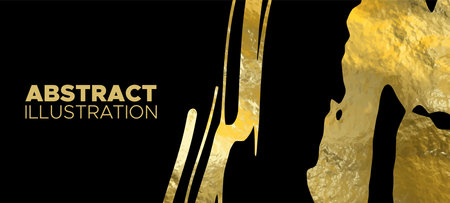Vector Black and Gold Design Templates for Brochures, Flyers, Mobile Technologies, Applications, Online Services, Typographic Emblems,  Banners and Infographic. Golden Abstract Background.のイラスト素材