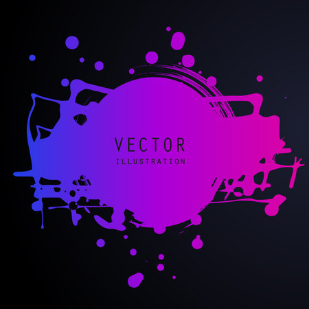 vector splats splashes and blobs of gradient ink paint in different shapes drips isolated on blackのイラスト素材