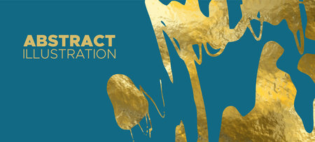 Vector Blue and Gold Design Templates for Brochures, Flyers, Mobile Technologies, Applications, Online Services, Typographic Emblems,  Banners and Infographic. Golden Abstract Background.のイラスト素材