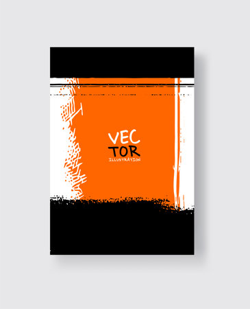 Black orange ink brush stroke on white background. Minimalistic style. Vector illustration of grunge element stains.Vector brushes illustration.のイラスト素材