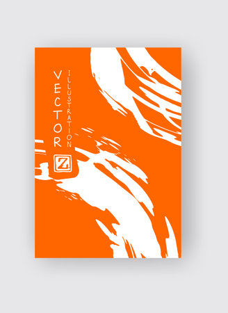 White ink brush stroke on orange background. Japanese style. Vector illustration of grunge stainsのイラスト素材