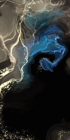 Alcohol ink colors background. Abstract vertical multicolored marble texture banner. Mixing acrylic paints.のイラスト素材