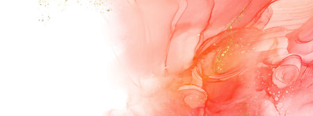 Vector coral banner. Hand drawn abstract paint brush stroke. Wave element.のイラスト素材