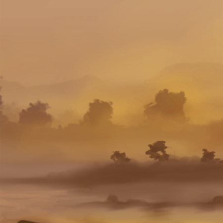 Landscape background. Abstract art template with paint elements. Sunrise Sunset background abstract banner design in nature style. Vector illustration.のイラスト素材