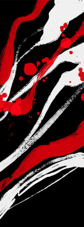 Black white red ink brush stroke. Japanese style. Vector illustration of grunge wave stains.Vector brushes illustration.のイラスト素材