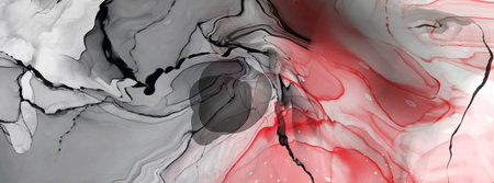 Black red ink brush stroke on white background. Design element. Vector illustration of grunge wave stains. Vector brushes illustration.のイラスト素材