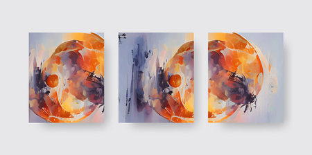 Abstract red orange color autumn design banners set. Orange color design element. Vector...
