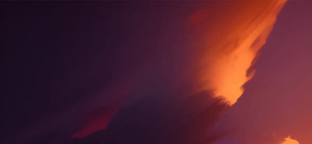 Sunset dawn clouds in fantasy style on soft dark background. Summer vacation concept. Summer light...