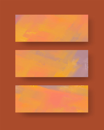 Vector banner abstract paints shapes collection isolated on color background. Hand drawn abstract color paint brush strokes set. Design elements.のイラスト素材