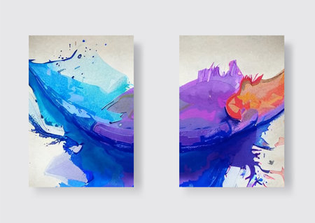 Explosion of color paint banners set. Freeze motion of color exploding. Vector illustration.のイラスト素材