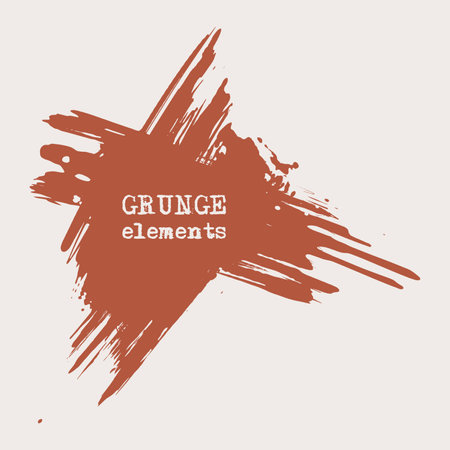 vector splats splashes and blobs of brown ink paint in different shapes drips isolated on whiteのイラスト素材