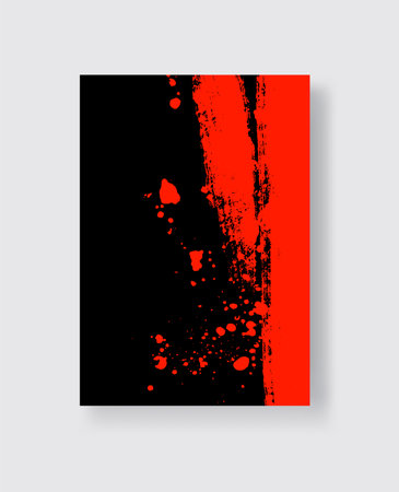 Black and Red ink brush stroke on white background. Japanese style. Vector illustration of grunge stainsのイラスト素材