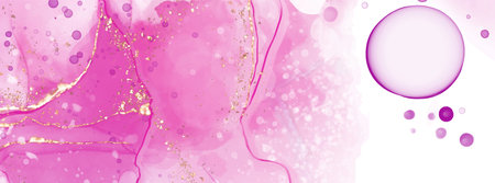 Vector pink coral banner. Hand drawn abstract paint brush stroke. Wave element.のイラスト素材