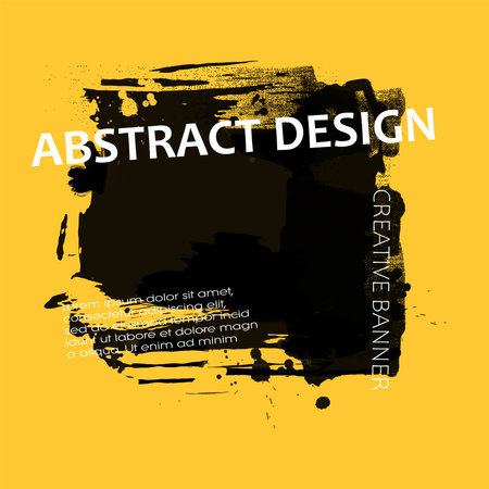 Grunge abstract background design. Brush paint ink stroke over square frame. Vector.のイラスト素材