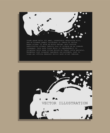 White ink brush stroke on black background. Japanese style. Vector illustration of grunge wave stains. Vector illustration.のイラスト素材