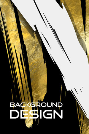 Vector Black White and Gold Design Template, Flyers, Mobile Technologies, Applications, Online Services, Typographic Emblems, Logo, Banners. Golden Abstract Background.のイラスト素材