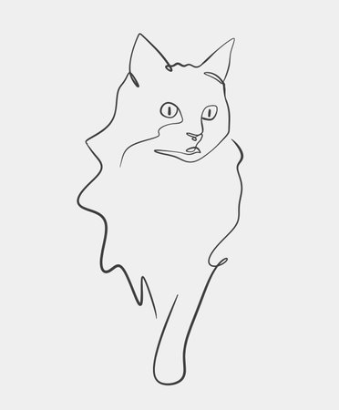 Minimalist line art of a cat's profile with graceful contours. Ideal for modern decor, tattoo designs, or pet-themed illustrations.のイラスト素材