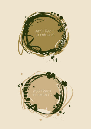 Colorful abstract vector frames with hand-drawn doodle strokes, ink splatters, and geometric shapes, perfect for creative backgrounds, posters, or design layouts.のイラスト素材