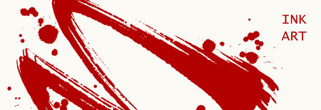 Abstract Red ink brush strokes in vector style on white background, expressive minimal art for design, posters, branding, and modern layouts.のイラスト素材