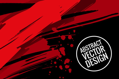 Red brush stroke on black background. Japanese style. Vector illustration of grunge wave stains.Vector brushes illustration.のイラスト素材