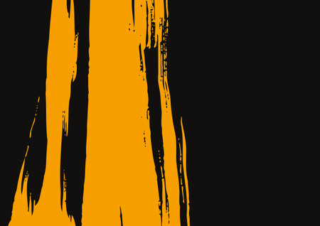 Minimal Japanese style vector banner with flowing yellow ink brush stroke, inspired by sumi-e calligraphy, zen aesthetics and traditional Asian art.のイラスト素材