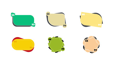 Geometric shapes quotes frames, text box quotes, comic comment box badge setのイラスト素材