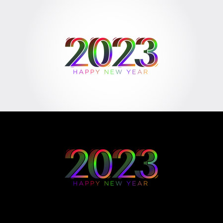 2023 Happy New Year With Trendy Lookのイラスト素材