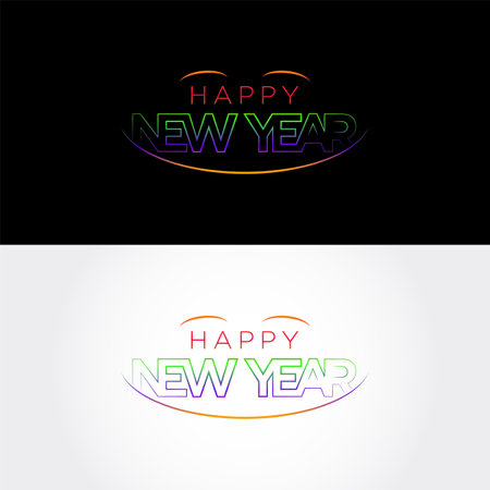 happy new year with neon colorsのイラスト素材