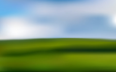 Green field and blue sky with white clouds. Abstract nature background.のイラスト素材