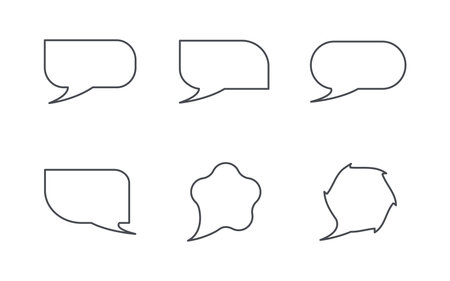 Line Art Geometric Shapes Quotes Frames, Text Box Quotes, Comic Comment Box Badge Set, Set of speech bubbles.のイラスト素材