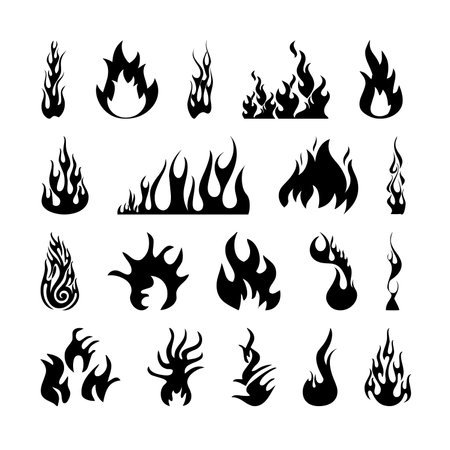 Fire Flame Icon Set Symbol of Fire. Collections of Fire.のイラスト素材