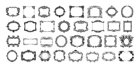 Vintage Floral Royal Decorative Frames Set.のイラスト素材