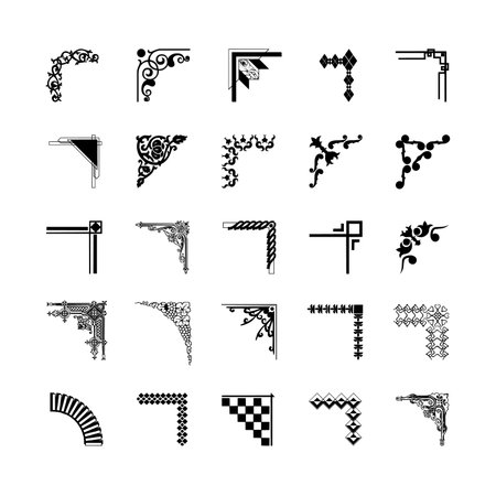 Vintage Design Elements Corners Vector. Decorative Corner Frame Set.のイラスト素材