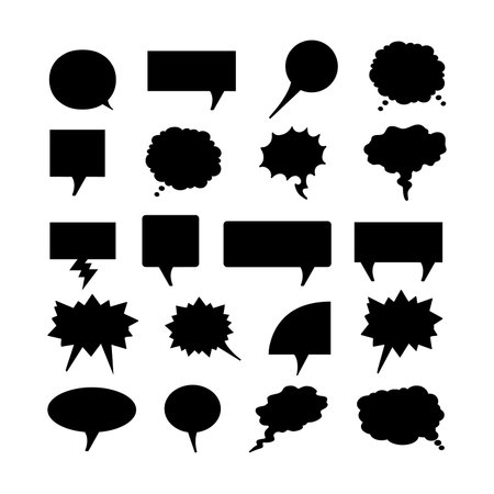 Set of different types empty speech clouds chat bubbles icon vector shapes for comics or web. Add text, easy to edit, any size.のイラスト素材