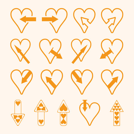 Set of hearts and arrow icons. Vector illustration.のイラスト素材