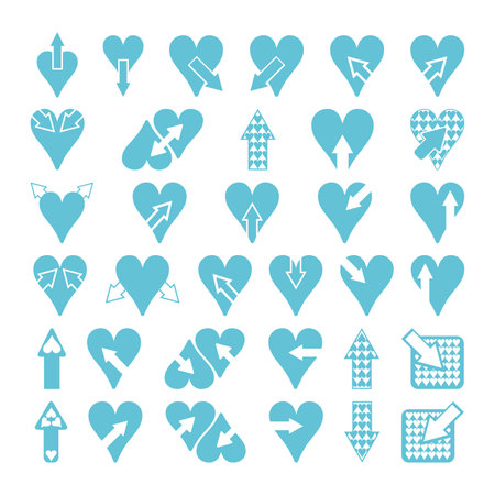 Vector set of pastel color hearts icons on white background. Symbols of love.のイラスト素材