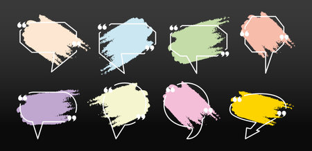 Set of hand drawn grunge speech bubbles. Vector design elements.のイラスト素材