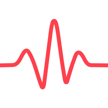 Heartbeat line icon. Red pulse isolated on a white background. Red color line art heart rate icon...