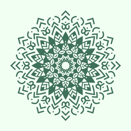 Elegant geometric ornament, intricate design, and circular art. Ornamental element features a modern shape. Explore decorative motif with symmetric composition of lacy pattern.のイラスト素材